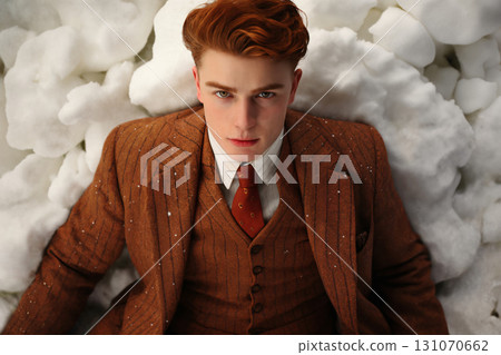 portrait of a man enjoying snow and winter 131070662