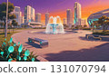 [Illustration Background] Futuristic park (evening) [4K] 131070794
