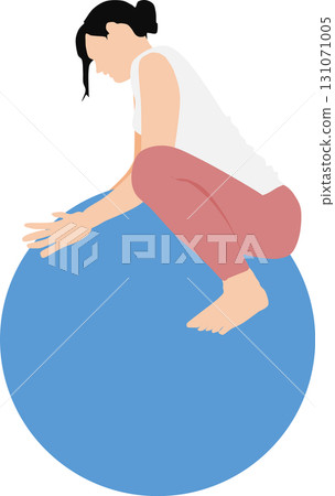 Illustration of a woman training using a balance ball 131071005