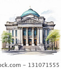 an AI Image Generator, Illustration of a Classical Domed Building with Urban Background 131071555