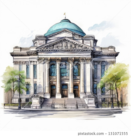 an AI Image Generator, Illustration of a Classical Domed Building with Urban Background an AI Image Generator, Illustration of a Classical Domed Building with Urban Background 131071555