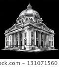 an AI Image Generator, Illustration of a Classical Domed Building with Urban Background 131071560