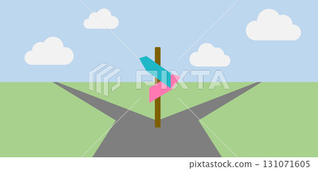 Illustration of a turning point in life Illustration of a turning point in life 131071605