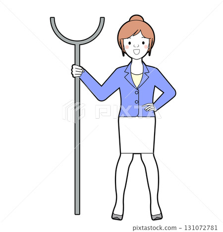 Office lady holding a sasumata 131072781