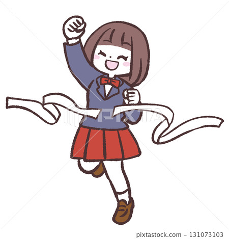 身穿西裝外套的女學生達成目標的插圖 身穿西裝外套的女學生達成目標的插圖 131073103
