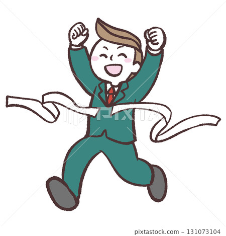 一位男性辦公室職員達成目標的插圖 一位男性辦公室職員達成目標的插圖 131073104