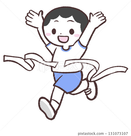 Illustration of a boy reaching a goal Illustration of a boy reaching a goal 131073107
