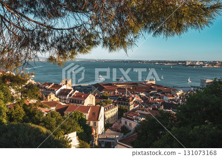 View of Lisbon famous city view from Miradouro da Senhora do Monte, Portugal 131073168