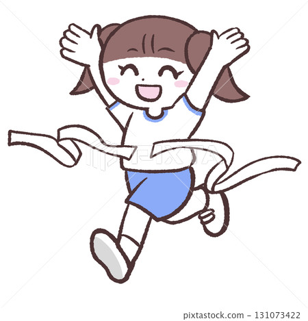 Illustration of a girl reaching a goal Illustration of a girl reaching a goal 131073422
