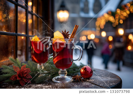 Cozy Holiday Market with Mulled Wine 131073798