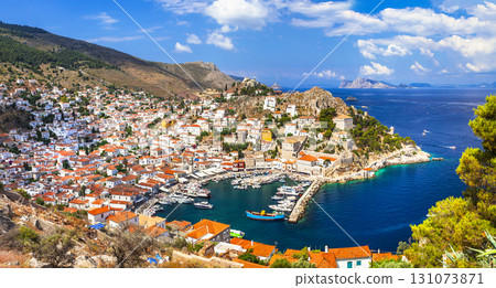 beautiful Greek islands - panorama of Hydra, Saronics 131073871