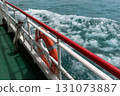 Close-up of a boat interior and waves on Lake Constance, in Germany 131073887