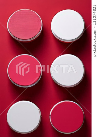 the AI Image Generator, Red and White Containers Organized Against 131074823