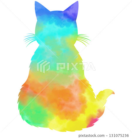 Beautiful watercolor cat silhouette icon image 131075236