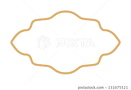 Golden luxury 3d frame. Indian border, Arabic window, Islamic ornamental decorative element, vignette, seal, stamp. Vector illustration for Ramadan invitation, holiday greeting card, decorative design Golden luxury 3d frame. Indian border, Arabic window, Islamic ornamental decorative element, vignette, seal, stamp. Vector illustration for Ramadan invitation, holiday greeting card, decorative design 131075521