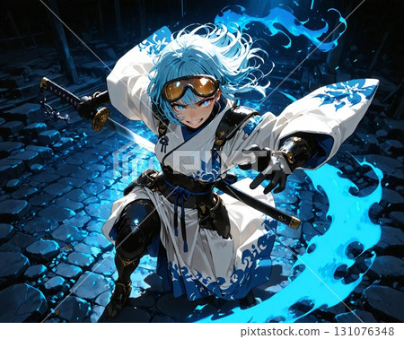 Fighting female swordsman character 131076348