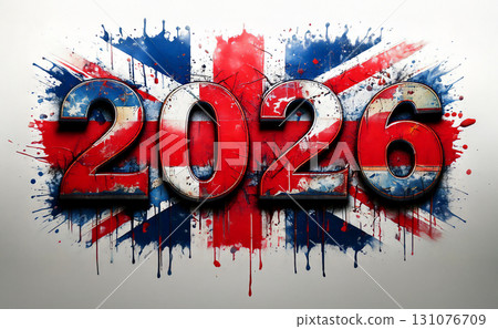 2026 塗鴉風格藝術字母（英國國旗和潑墨設計） 131076709