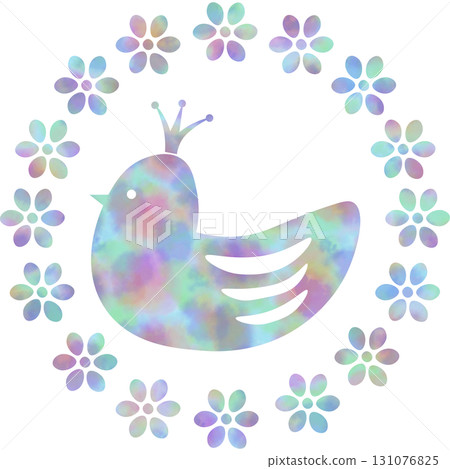 Beautiful watercolor floral wreath and crown bird icon image illustration Beautiful watercolor floral wreath and crown bird icon image illustration 131076825