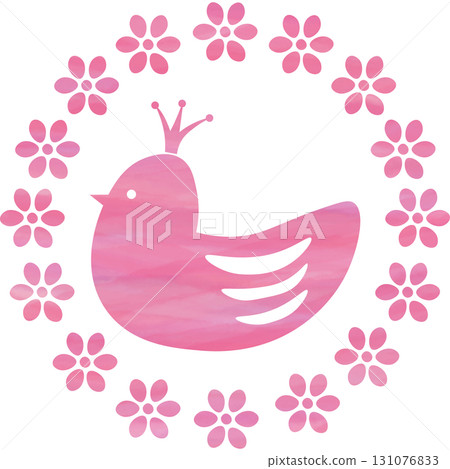 Beautiful watercolor floral wreath and crown bird icon image illustration Beautiful watercolor floral wreath and crown bird icon image illustration 131076833