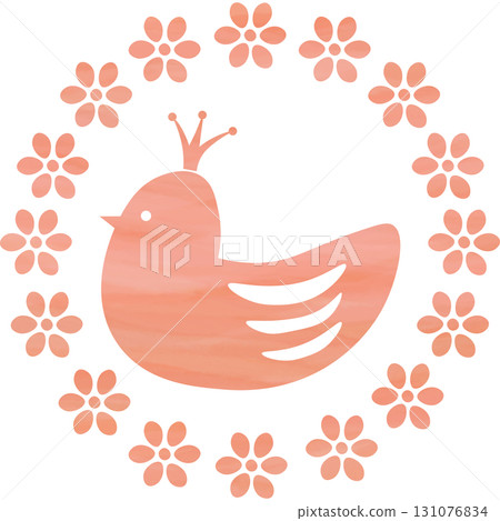 Beautiful watercolor floral wreath and crown bird icon image illustration Beautiful watercolor floral wreath and crown bird icon image illustration 131076834