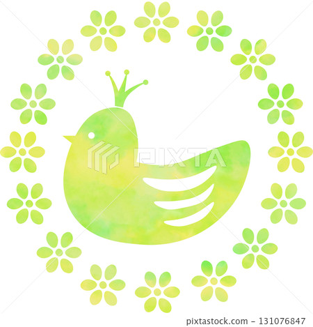 Beautiful watercolor floral wreath and crown bird icon image illustration 131076847