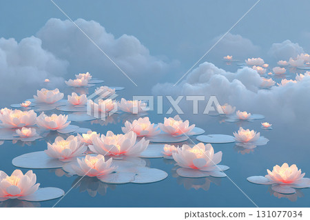 Thai style wallpaper, Coconut shell galaxy night sky mist palm tree surreal magical tropical dreamy landscape Coconut shells open to reveal glowing galaxies dreamy night sky surrounded by mist 131077034