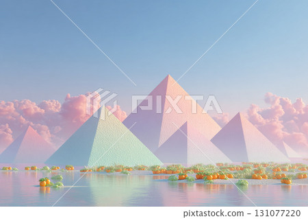 Thai style wallpaper, Mangrove roots stretch infinitely in surreal fractal pattern illuminated by blue and pink light, creating mysterious and enchanting tropical forest atmosphere 131077220