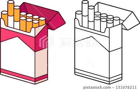 Open cigarette pack 131078211