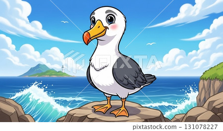 Adorable Baby Albatross on Ocean Cliffs 131078227