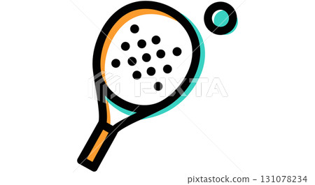 Paddle Tennis Racket and Ball Icon Illustration 131078234