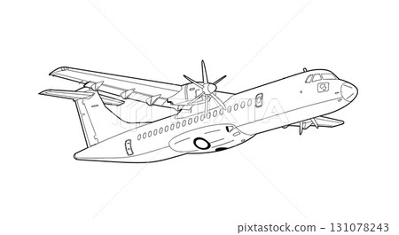Airplane Drawing, Propeller Plane, Side View 131078243