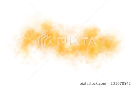 Yellow orange smoke cloud on transparent background mockup template for overlay effects or digital visual compositions 131078542