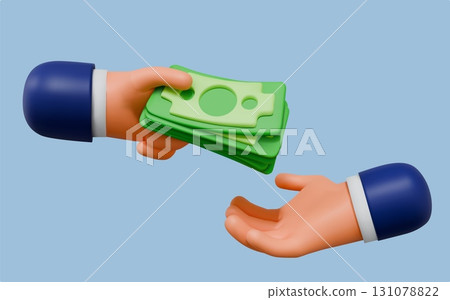 Hands holding money. 3D loan payment. Give banknotes. Pay cash. Taking bill for exchange. People render arms. Bribe or buy currency. Financial transfer. Businessman deal. Vector concept Hands holding money. 3D loan payment. Give banknotes. Pay cash. Taking bill for exchange. People render arms. Bribe or buy currency. Financial transfer. Businessman deal. Vector concept 131078822