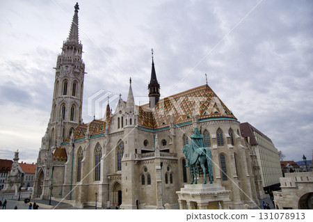 Budapest, Hungary, March 3, 2019: Matthias Church on Castle Hill Budapest, Hungary, March 3, 2019: Matthias Church on Castle Hill 131078913