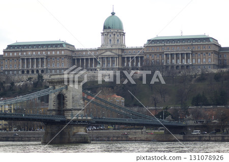 Budapest, Hungary, March 3, 2019: Buda Castle View from Across the Danube River Budapest, Hungary, March 3, 2019: Buda Castle View from Across the Danube River 131078926