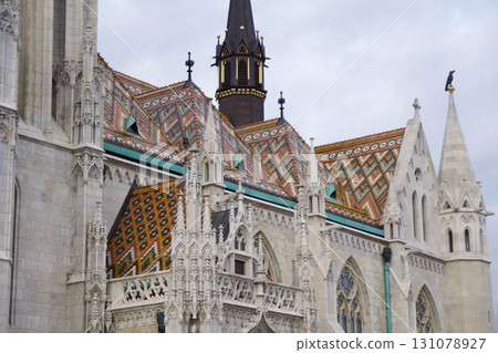 Budapest, Hungary, March 3, 2019: Matthias Church on Castle Hill Budapest, Hungary, March 3, 2019: Matthias Church on Castle Hill 131078927
