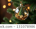 Christmas tree toy with bitcoins 131078986