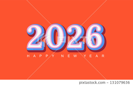 2026 New Year elegant banner on red background for your seasonal holiday flyers, greetings and invitations,congratulations card,web, design templates, social media. Vector illustration 131079636