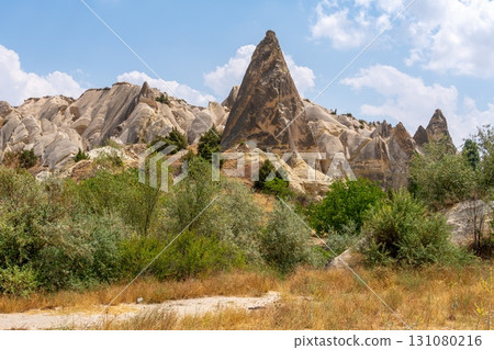 Volcanic rock formations landscape in Cappadocia, place of residence of ancient Christians 131080216