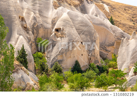 Volcanic rock formations landscape in Cappadocia, place of residence of ancient Christians Volcanic rock formations landscape in Cappadocia, place of residence of ancient Christians 131080219
