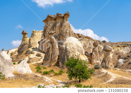 Volcanic rock formations landscape in Cappadocia, place of residence of ancient Christians Volcanic rock formations landscape in Cappadocia, place of residence of ancient Christians 131080238