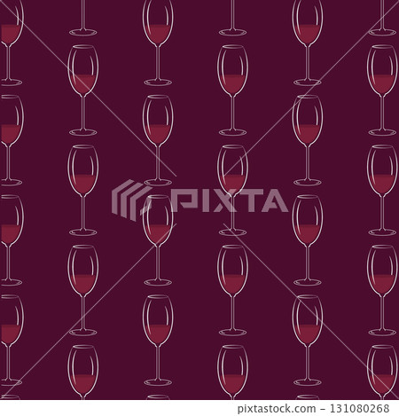 Red wine Classic glass Seamless Pattern light Contour on Burgundy Fond Wine Day greeting Background Red wine Classic glass Seamless Pattern light Contour on Burgundy Fond Wine Day greeting Background 131080268