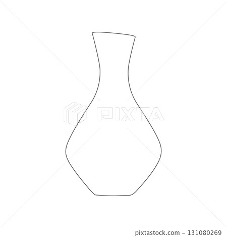 Outline Wine Decanter or flower Vase Simple line Empty Container Sticker Icon Minimalist design idea Outline Wine Decanter or flower Vase Simple line Empty Container Sticker Icon Minimalist design idea 131080269
