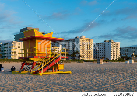 miami beach lifeguard tower. summer vacation and holidays miami beach lifeguard tower. summer vacation and holidays 131080998