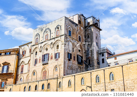 Exterior view of the Palazzo dei Normanni - Royal Palace - Palermo, Italy Exterior view of the Palazzo dei Normanni - Royal Palace - Palermo, Italy 131081440