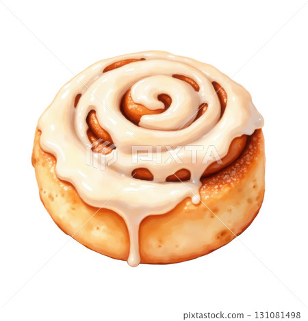 Delicious Cinnamon Roll with Cream Cheese Frosting Isolated Illustration Delicious Cinnamon Roll with Cream Cheese Frosting Isolated Illustration 131081498