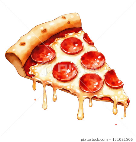 Delicious Pepperoni Pizza Slice with Melting Cheese and Black Background Delicious Pepperoni Pizza Slice with Melting Cheese and Black Background 131081506