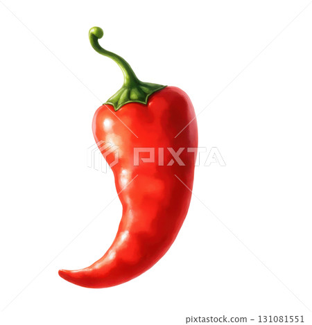 Vibrant Red Chili Pepper Isolated on Black Background Still Life 131081551