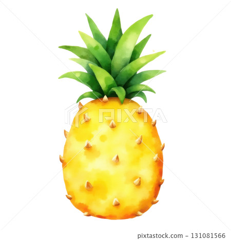 Watercolor Pineapple Illustration Fresh Tropical Fruit Summer Vibes Graphic Element 131081566