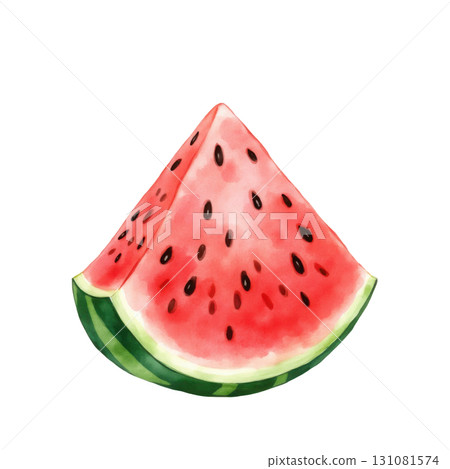 Watercolor watermelon slice summer fruit illustration food and drink design 131081574